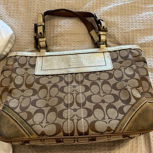 Coach Signature Brown And Gold Bag - image 1